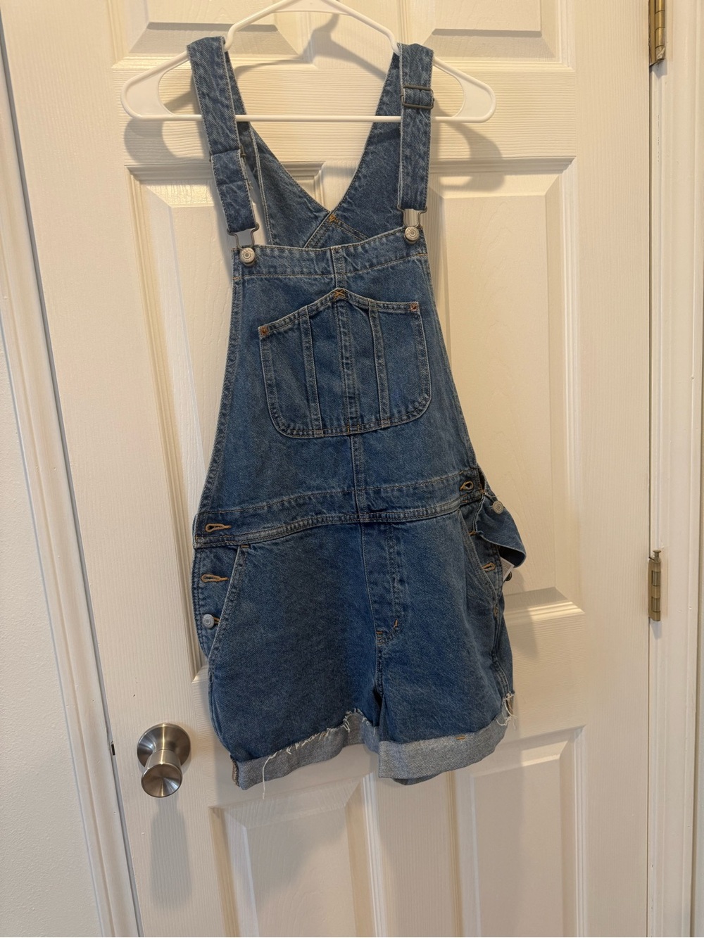 Classic Blue Denim Shortall Romper - Women